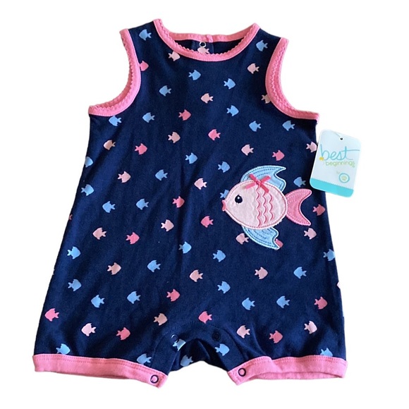 Best Beginnings Fish Rompers - Picture 5 of 15